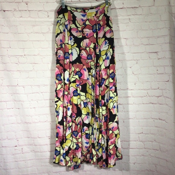 Free People Black Floral Sarong Skirt - Size 8 - Picture 1 of 6